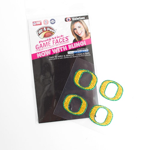 Classic Oregon O, 4 pack, Crushed Rhinestone, Adhesive, Face Tattoo